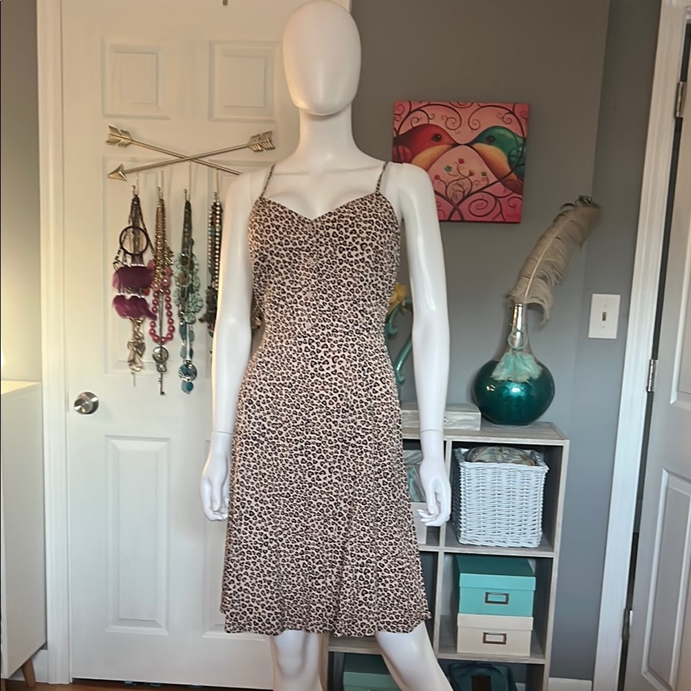 Gap Leopard Heart Print Spaghetti Strap Dress